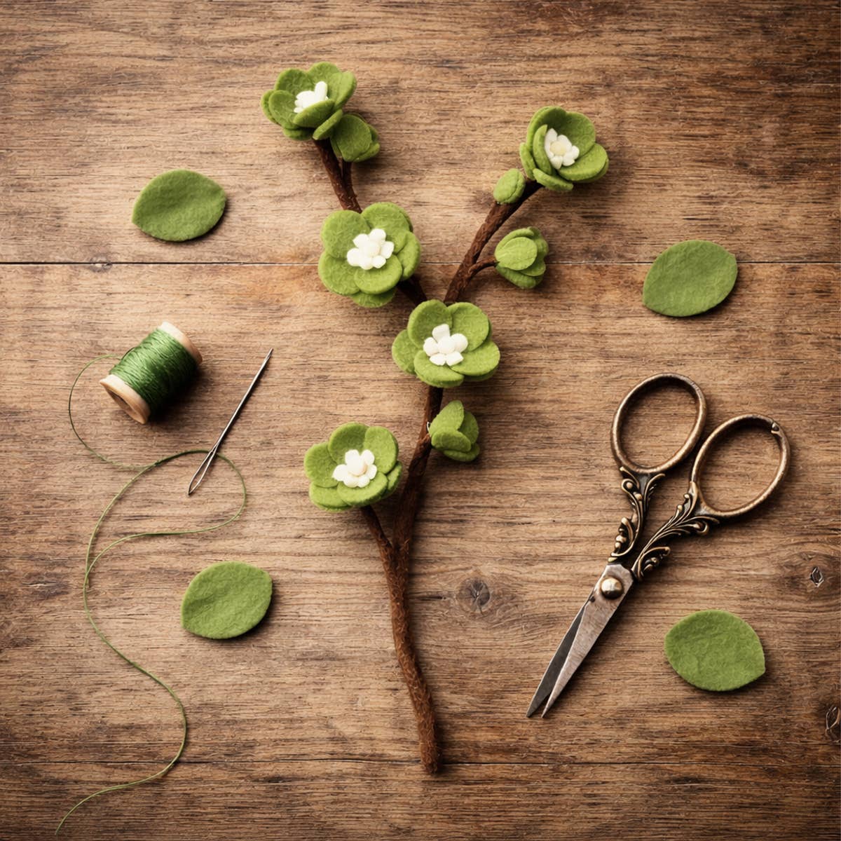Kersenbloesem L groen wit